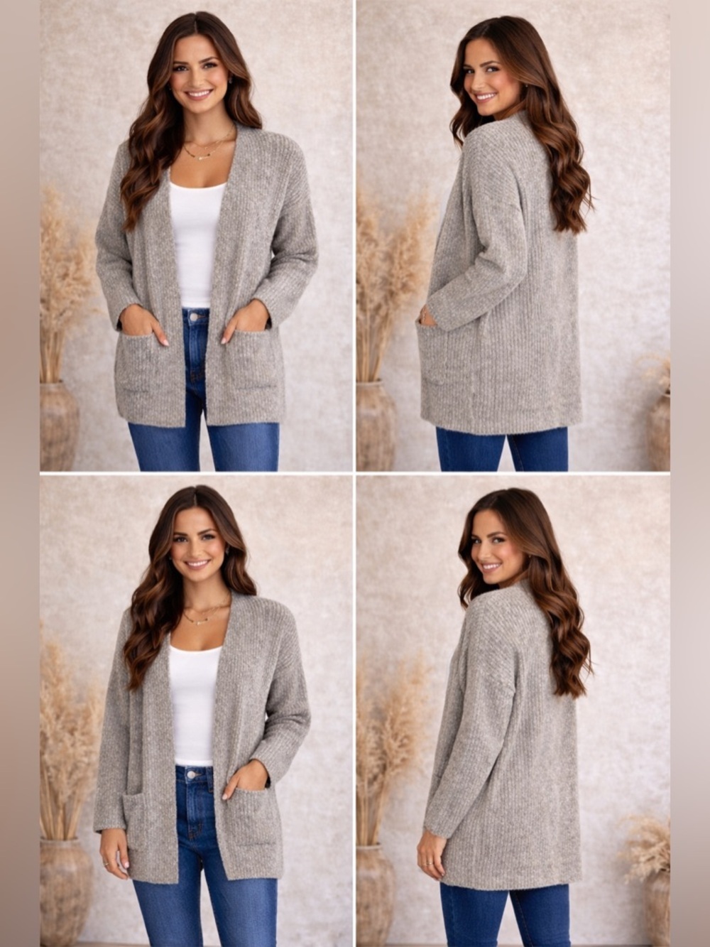 Forever 21 Gray Ribbed Knit Open Cardigan Sweater Size Small